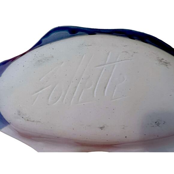 Vintage Kent Follette Signed Art Pottery Fish Floral Hand Painted 12x6” Dish - Picture 5 of 6